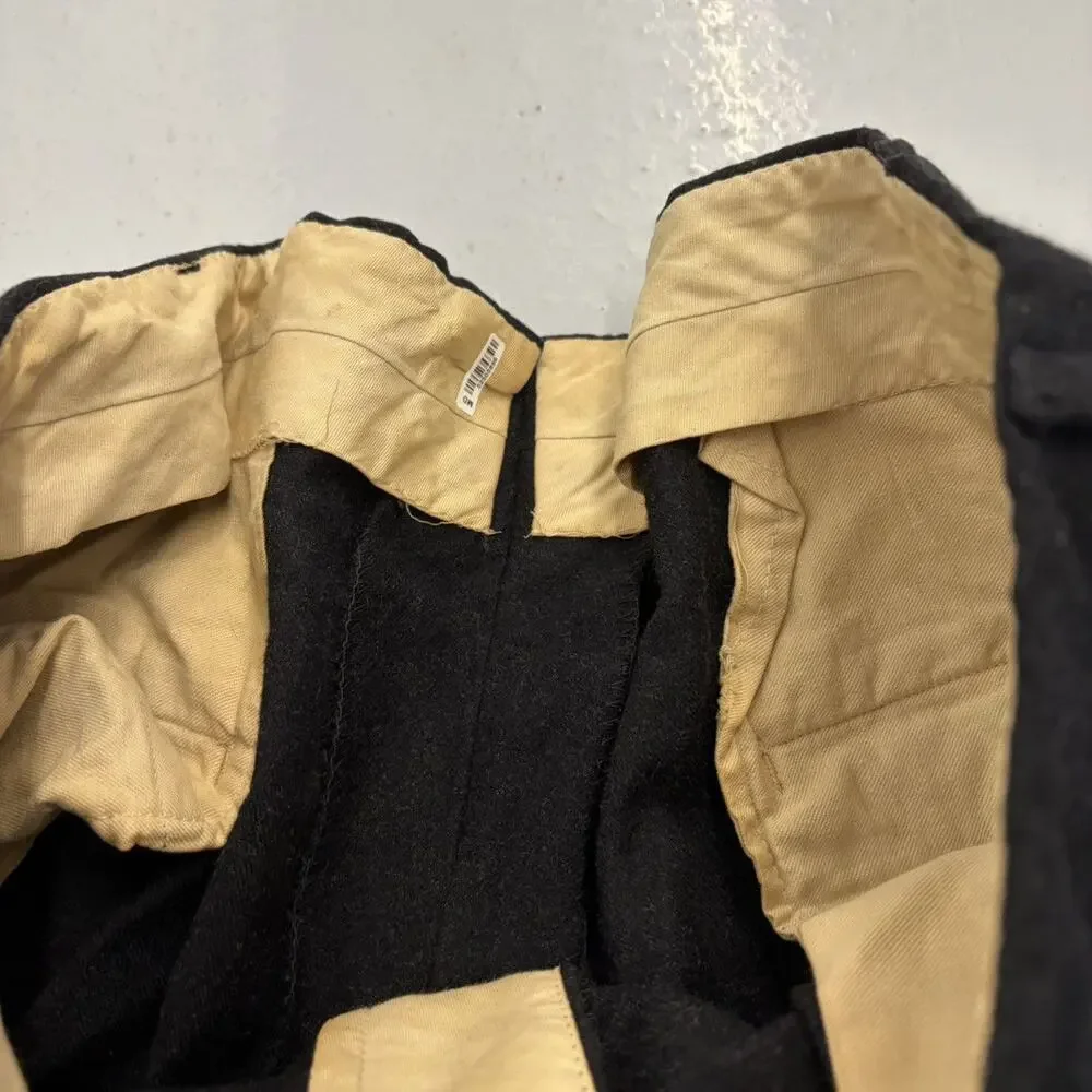 Vintage 50s Black Wool Pleated Wide Leg Trousers 33x29